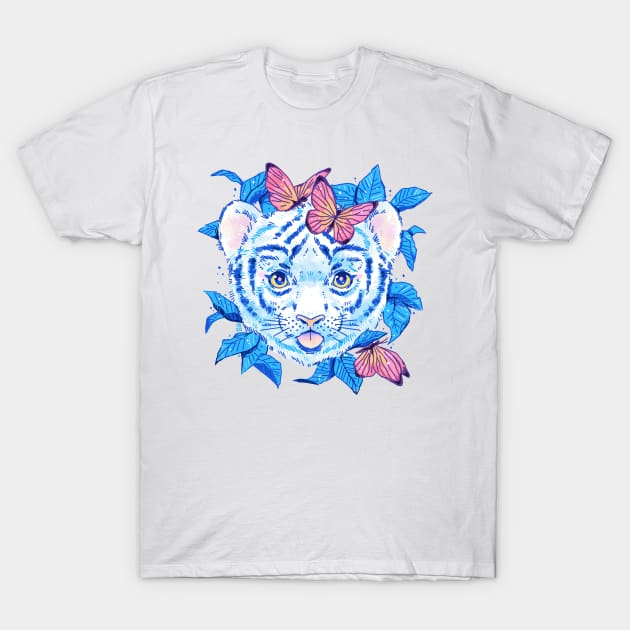 Tiger and butterflies T-Shirt by Freeminds